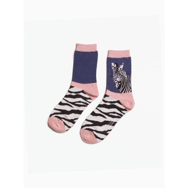 Miss Sparrow Socks Wild Zebra Navy