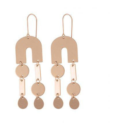 Big Metal London Earrings Lucile Geometrical Abstract Rose Gold