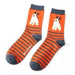 Mr Heron Socks Fox Terrier Stripes Orange