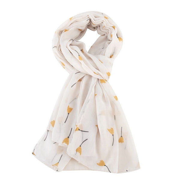 Miss Sparrow Scarf Tulip Doodle White