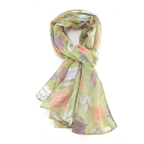 Miss Sparrow Scarf Sketched Floral Mint